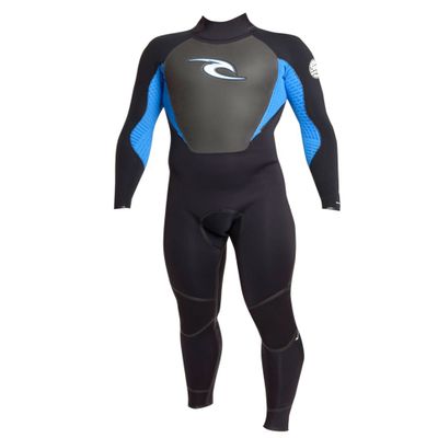RIP CURL Men's Core Insulator Back Zip 4/3 Wetsuit (Black/Black/Blue, Large/Short)