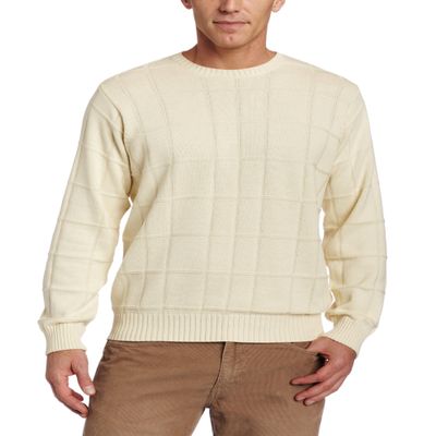 Arrow Men's 7GG Basic Windowpane Sweater, Antique White, Small