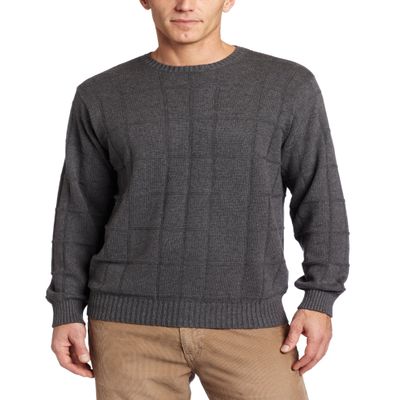 Arrow Men's 7GG Basic Windowpane Sweater, Carbon Heather, Small