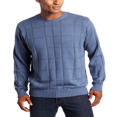 Arrow Men's 7GG Basic Windowpane Sweater, Dusty Blue, X-Large