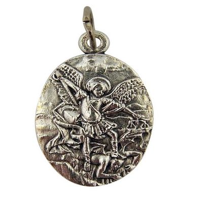 Archangel Saint St Michael 1" Silver Tone Medal Pendant
