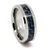 8mm Tungsten Carbide Black and Blue Carbon Fiber Men's Wedding Band Size (11.5) view 1