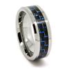 8mm Tungsten Carbide Black and Blue Carbon Fiber Men's Wedding Band Size (15) view 1