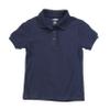 French Toast - Little Girls' Short Sleeve Interlock Fitted Knit Polo Picot Collar, Navy 35065-4 view 1
