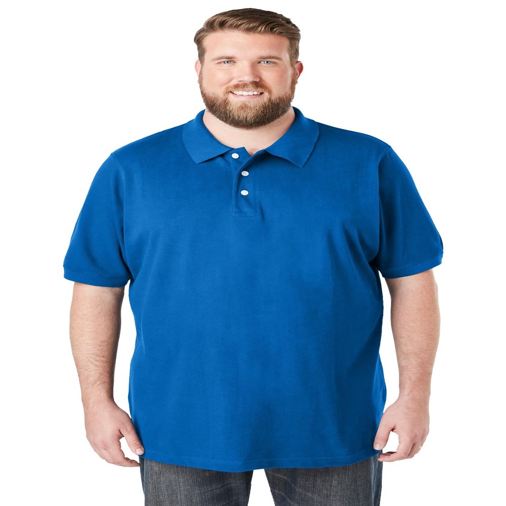 KingSize Men's Big & Tall Shrink-Less Classic Cotton Polo Shirt - L, Royal Blue