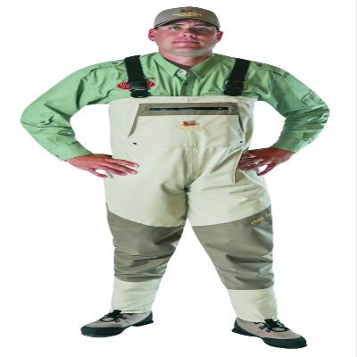Caddis Men's Grey and Brown Northern Guide Breathable Stocking Foot Wader, Medium Short Stout