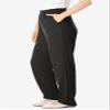 Woman Within Plus Size Petite Straight-Leg Stretch Ponte-Knit Pull-On Pants - 30 WP, Black view 3