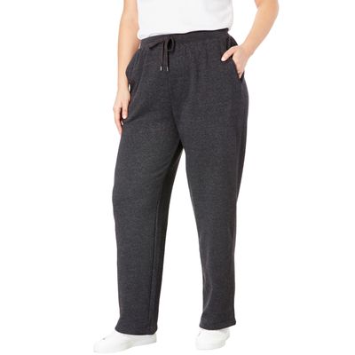 Woman Within Plus Size Tall Better-Fleece Pull-On Drawstring Sweatpants - 3X, Heather Charcoal