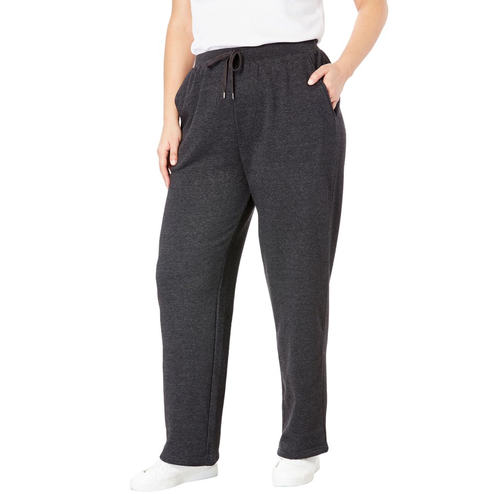 Woman Within Plus Size Tall Better-Fleece Pull-On Drawstring Sweatpants - 3X, Heather Charcoal