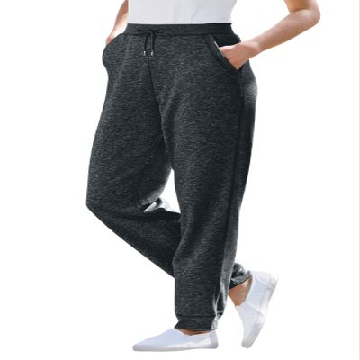 Woman Within Plus Size Better-Fleece Pull-On Jogger Sweatpants - S, Heather Charcoal
