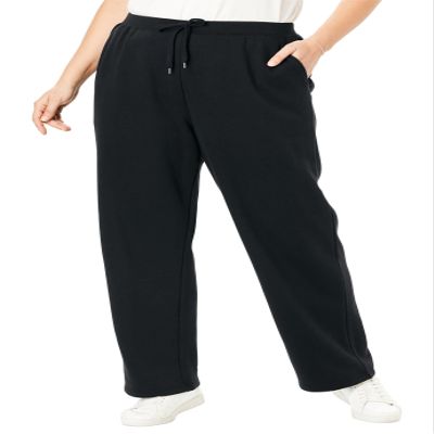 Woman Within Plus Size Better-Fleece Pull-On Drawstring Sweatpants - S, Black