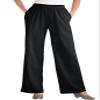 Woman Within Plus Size 7-Day Knit Wide-Leg Pull-On Pants - M, Black view 1