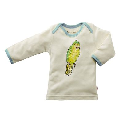 Babysoy Dr. Goodall Unisex Baby Animal Print Long Sleeve Lounge Tee, Kakapo, 6-12 Months