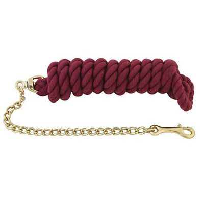 Aime Imports Basic Cotton Lead Rope w/Stud Chain Burgundy