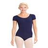 Capezio Women's Medium Navy Athletic Leotard  Scoop Front & Back, Self-Fabric Shelf Bra for Support, Ballet Leg Line, Double Stitched Seams, Navy, Medium view 1