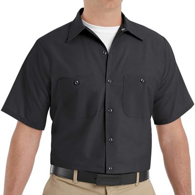 Red Kap Mens Short Sleeve Industrial Work Shirt, Black, 5X-Large Big US