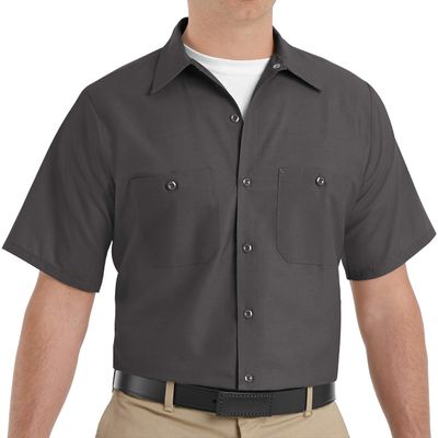 Red Kap Men's Standard Industrial Work Shirt, Regular Fit, Short Sleeve, Charcoal, 4X-Large