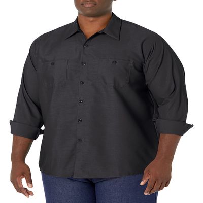 Red Kap Men's Industrial Work Shirt, Regular Fit, Long Sleeve, Black, 3X-Large