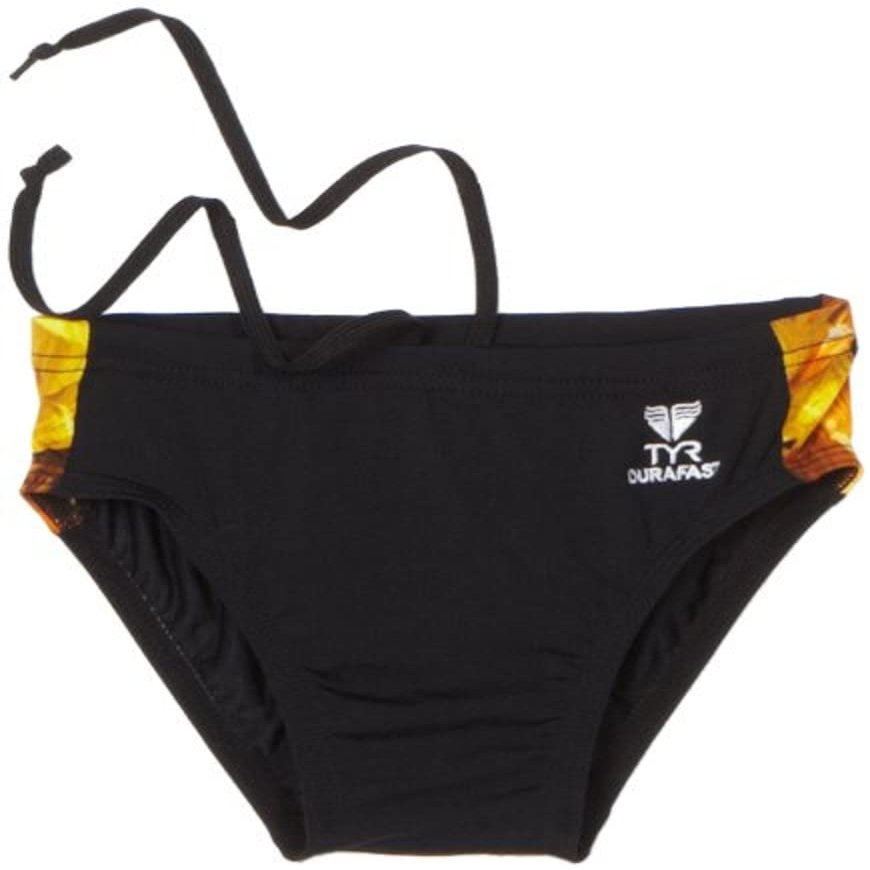 TYR Sport Boys Firerock Splice Racer Swim Suit (Black/Gold, 22)