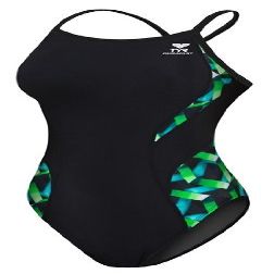 TYR Durafast Atlantic Female Spliced Diamondback - Youth,Blue (420),22