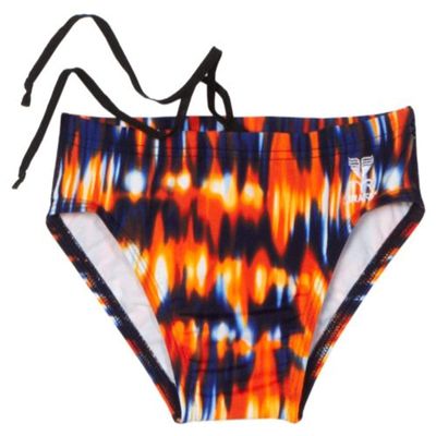 TYR Sport Boys Great White All Over Racer Swim Suit (Navy/Orange, 22)
