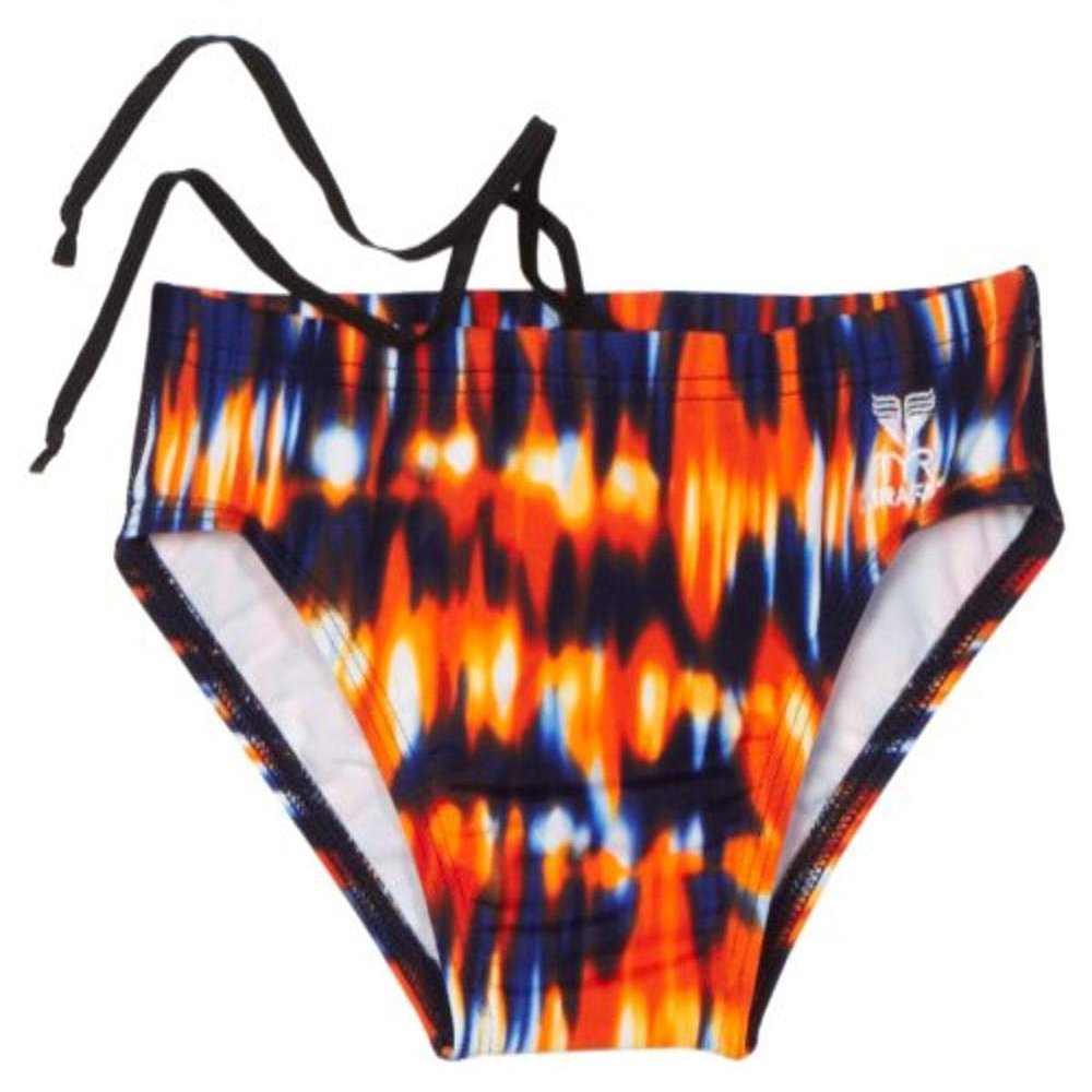 TYR Sport Boys Great White All Over Racer Swim Suit (Navy/Orange, 22)