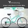 Firmstrong Urban Women's Beach Cruiser Bike, 7 Speed Bicycle, 26 Inch Wheels, Mint Green view 2