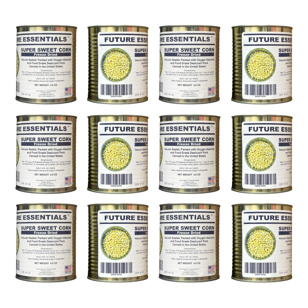 1 Case/12 Cans of Future Essentials Canned Freeze Dried Sweet Corn