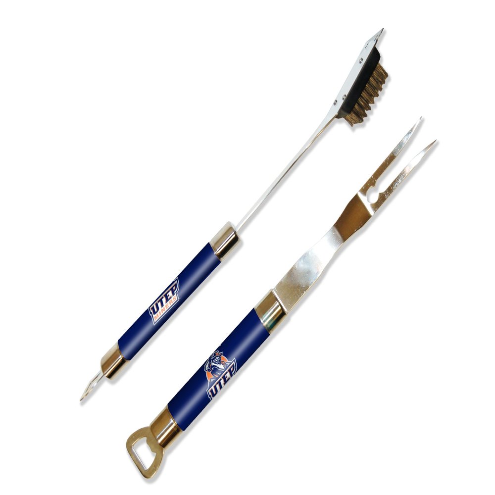 Northwest NCAA Texas El Paso Miners Barbeque Fork and Grill Cleaner Set