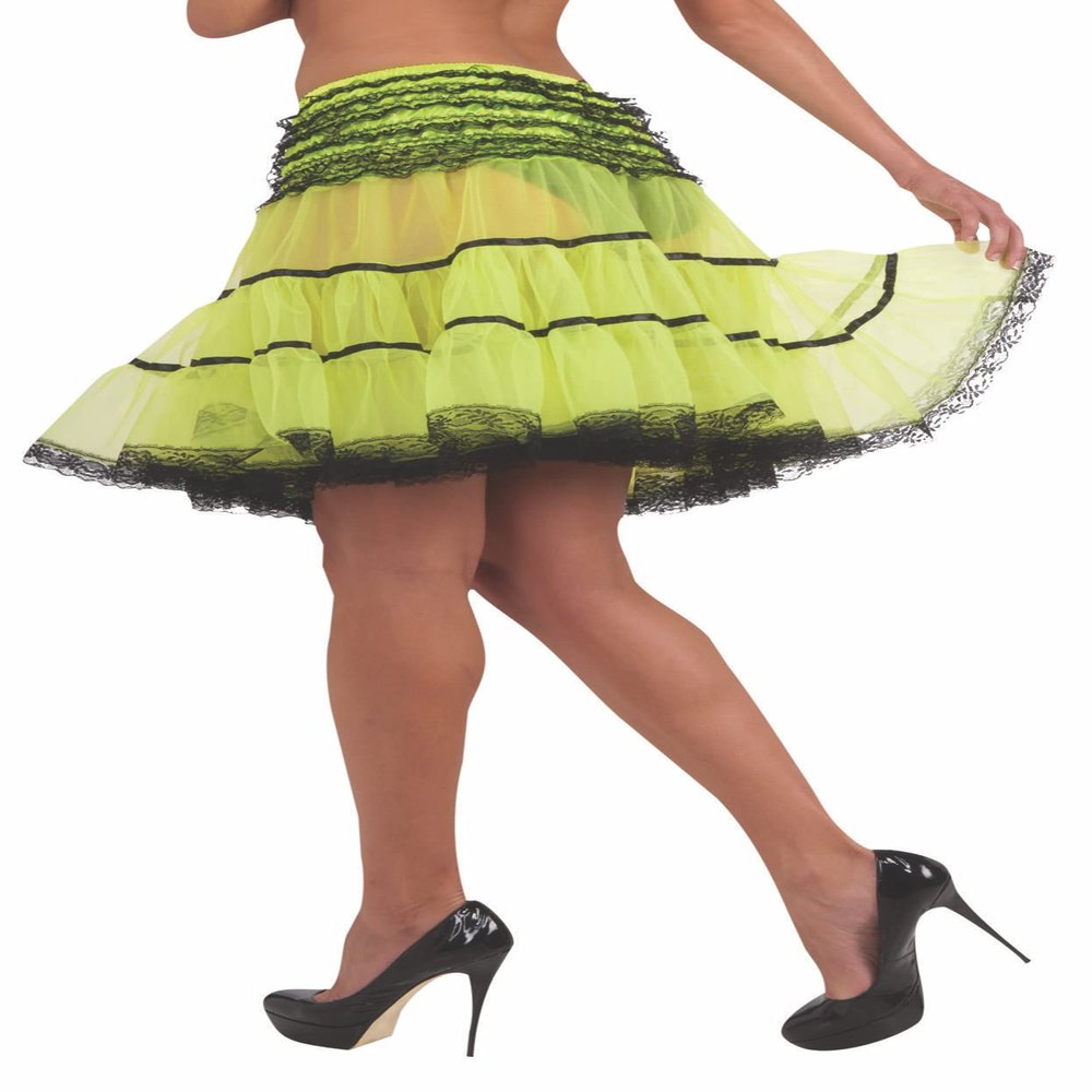 Forum Novelties Women's 16 Inch Crinoline Slip, Neon Green/Black, One Size