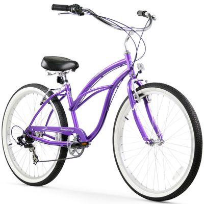 Firmstrong Urban Women's Beach Cruiser Bike, 7 Speed Bicycle, 26 Inch Wheels, Purple