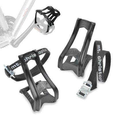 Zefal Toe-Clips S/M + Christophe 515XL Toe-Straps Set Technopolymer Toe Clips with 440mm Braided Straps, Euro Size 42 / US 9, Compatible with Flat Pedals, Vintage & Touring Bikes