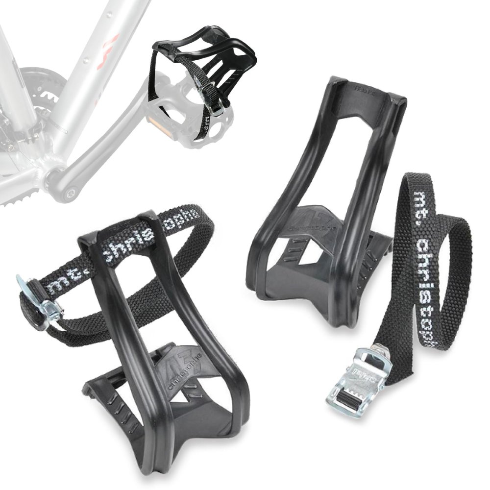 Zefal Toe-Clips S/M + Christophe 515XL Toe-Straps Set  Technopolymer Toe Clips with 440mm Braided Straps, Euro Size 42 / US 9, Compatible with Flat Pedals, Vintage & Touring Bikes