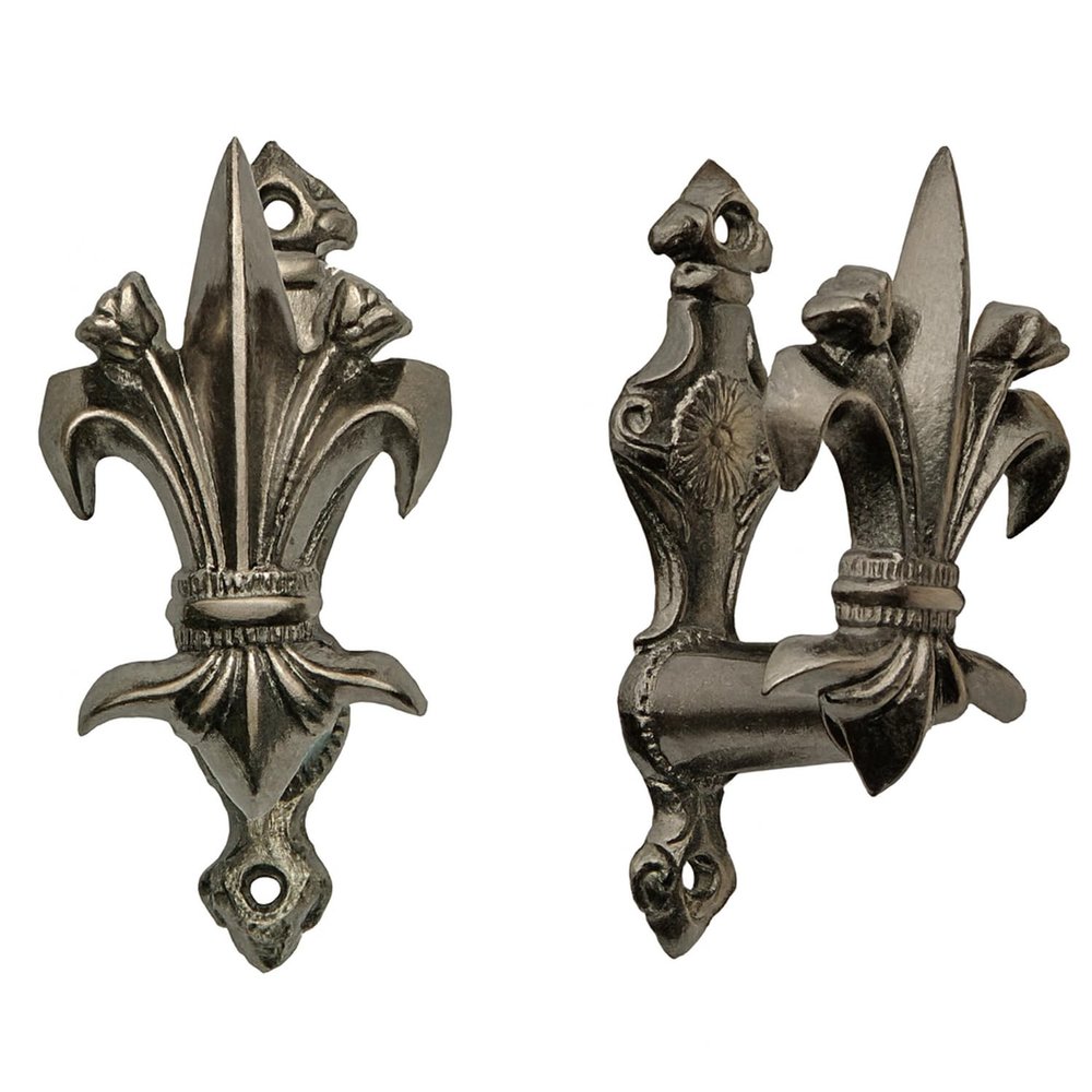SZCO 3 Fleur de Lis Sword Hanger Wall Mount  Set of 2 Expandable Pewter Finish Hook Set for Swords & Daggers Decorative Wall Stand, Katana Wall Mount, Sword Holder & Gun Rack with Hardware