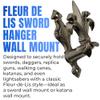 SZCO 3 Fleur de Lis Sword Hanger Wall Mount  Set of 2 Expandable Pewter Finish Hook Set for Swords & Daggers Decorative Wall Stand, Katana Wall Mount, Sword Holder & Gun Rack with Hardware view 2