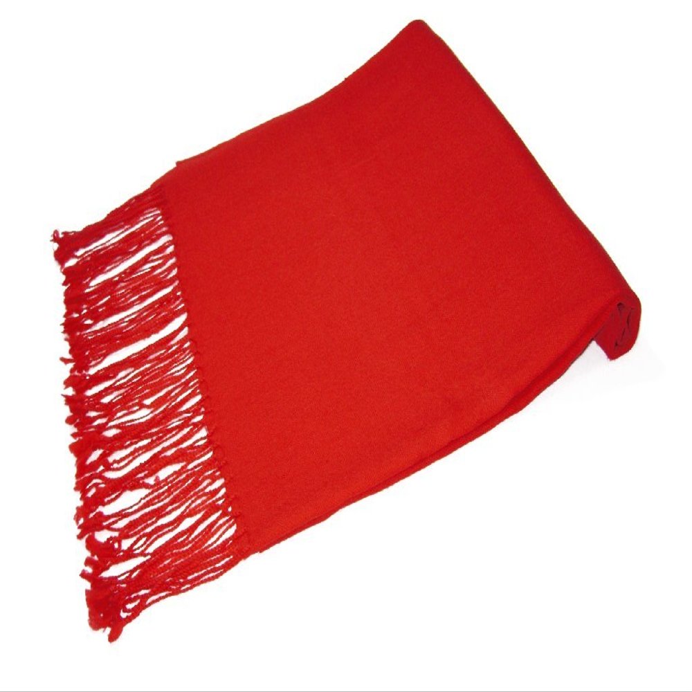 Biagio 100% Wool Pashmina Solid Scarf RED Color Womens Shawl Wrap Scarves