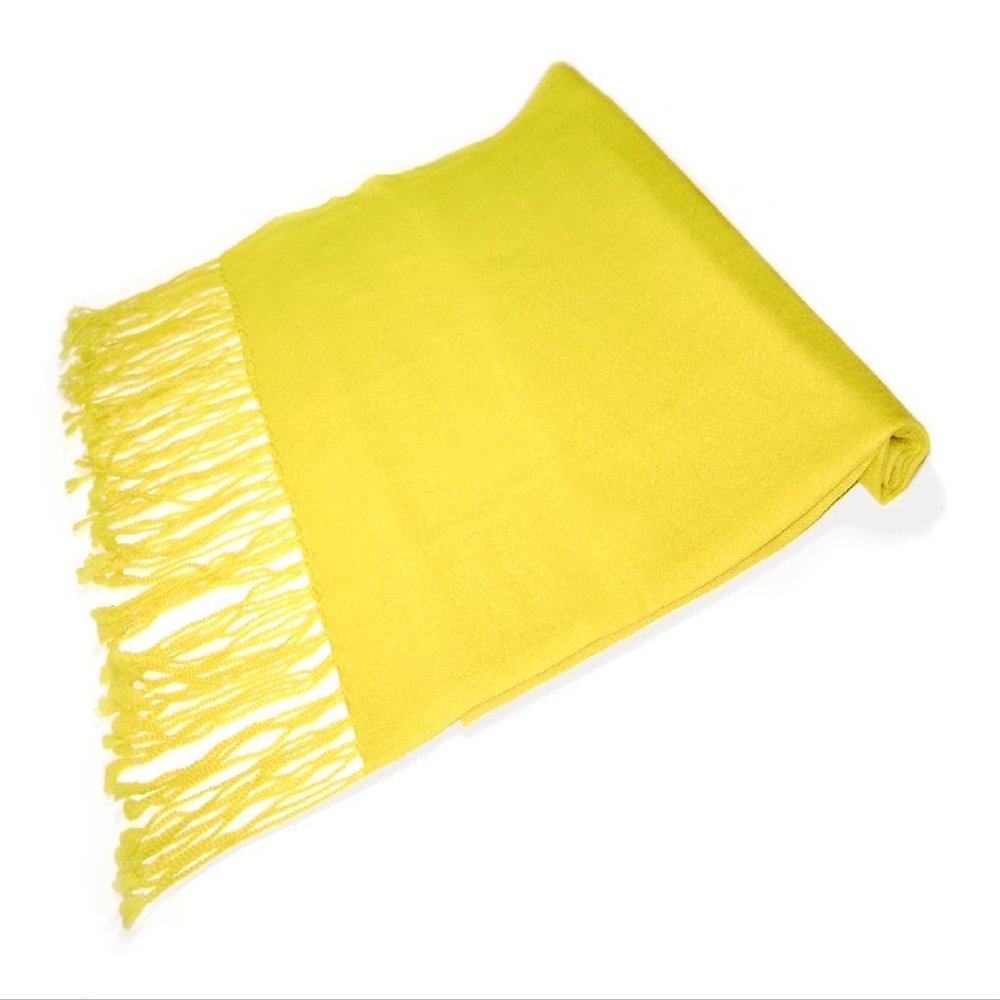 Biagio 100% Wool Pashmina Solid Scarf YELLOW Color Womens Shawl Wrap Scarves
