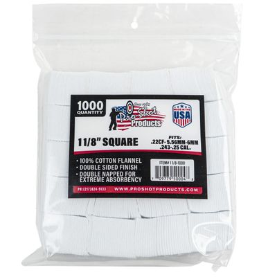 Gun Cleaning Patches - 1,000 Count - 1 1/8 Inch - Square