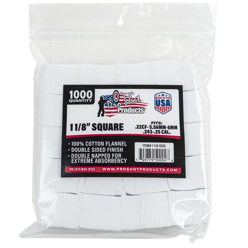 Gun Cleaning Patches - 1,000 Count - 1 1/8 Inch - Square