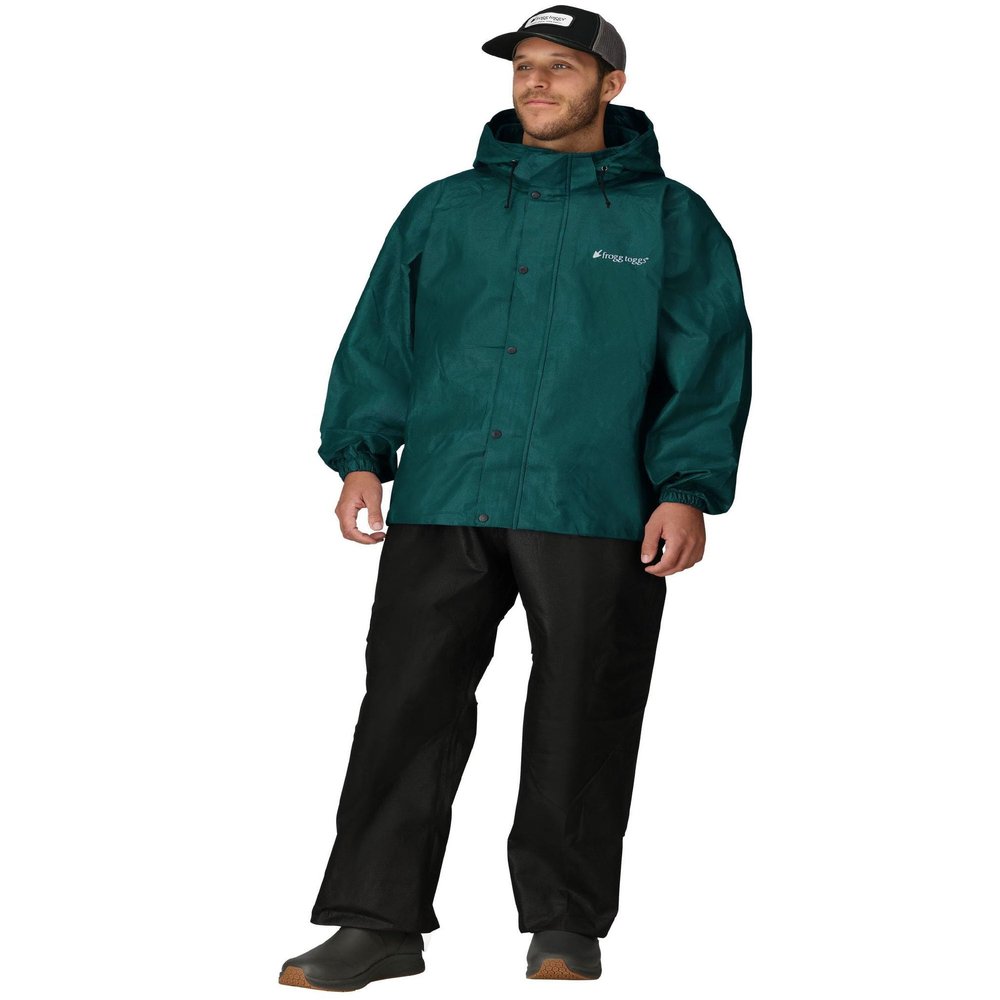 FROGG TOGGS Men's Standard Classic All-Sport 3-Layer Waterproof Breathable Rain Suit, Dark Green/Black, Small