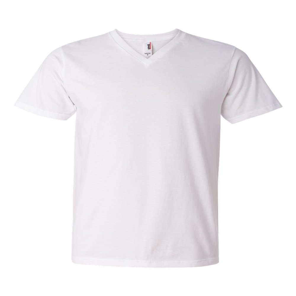 Anvil Adult Lightweight V-Neck T-Shirt S WHITE