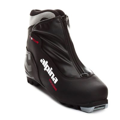 Alpina T5 Plus Cross-Country Nordic Touring Ski Boots with Zippered Lace Cover, Black, 47