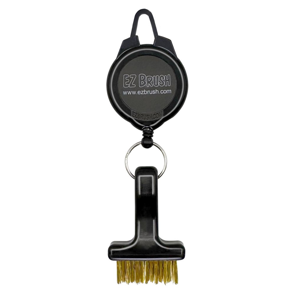 EZ Brush Mini Retractable Golf Club Brush Cleaning Tool with Clip and Brass Bristles