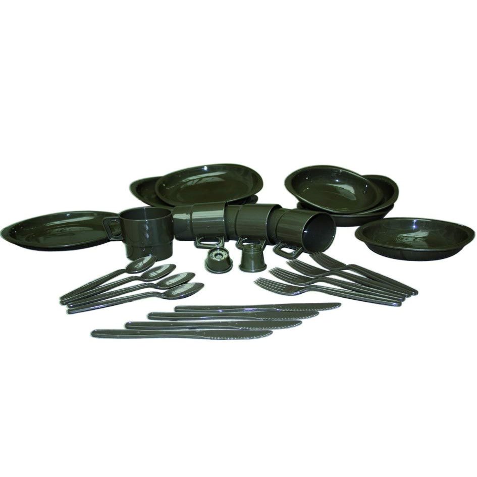 Mil-Tec 26 Piece Camping Dinner Set (Olive Drab)