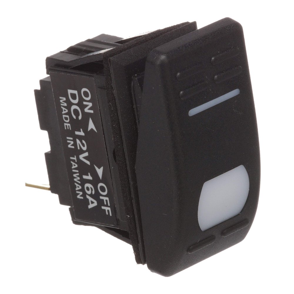 Seachoice Illuminated Rocker Switch, SPST, 3 Terminal, On/Off, Black