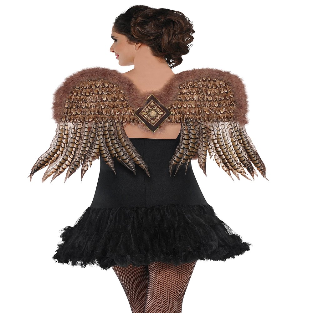 Owl Feather Wings Costume Accessory - 15" X 23", Brown - 1 Pc.