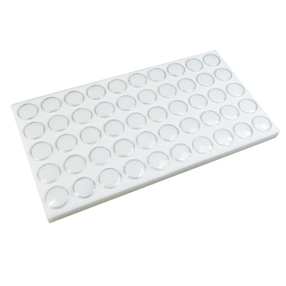 White Gem Jar Jewelry Tray Insert - 50 Removable Clear Gems Jars Cups with White Foam Inserts | White Tray Foam Sheet 14-1/8" x 7-5/8"