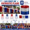 Fun Express Red White and Blue Foil Fringe Banner (100 Feet, 10-Pack) Metallic Tinsel Garland Streamers, Patriotic 4th of July Decorations, Independence Day Parade Float, Memorial Day Party Supplies view 3