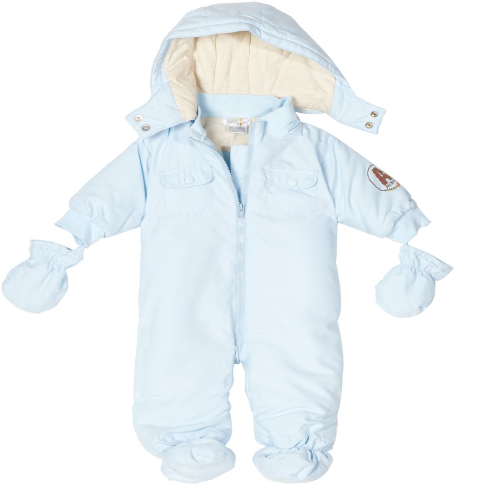 Absorba Baby-Boys Newborn Microfiber Snowsuit, Blue, 6-9 Months