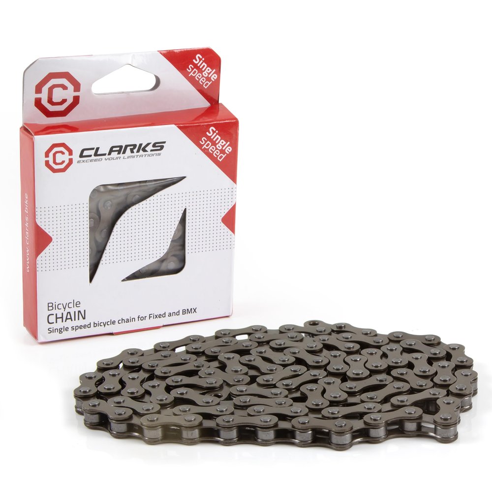 Clarks C410 BMX/Freestyle/Fixie/Track Single Speed Chain 1/2-inch x 1/8-inch x 112 Links, Spring Clip Inc